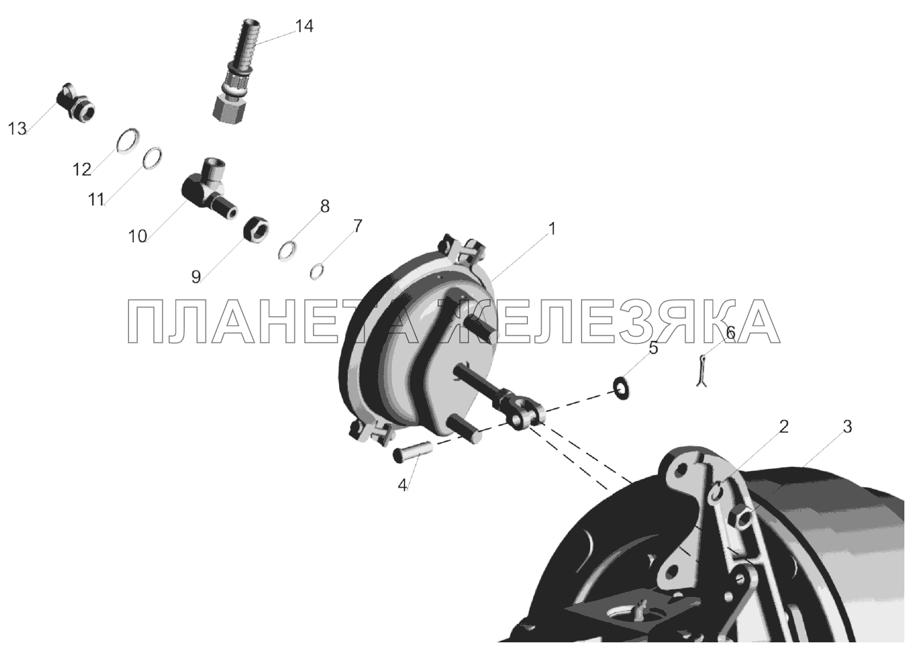 Установка тормозных камер 6422-3519001-10 МАЗ-6303A3, 6303A5